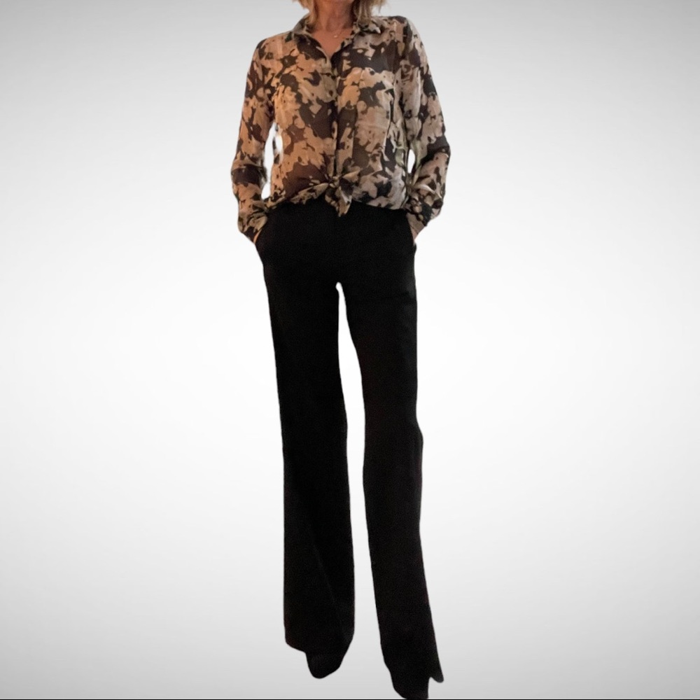 BCBGMaxAzria Wool Wide-Leg Black Dress Pant 0